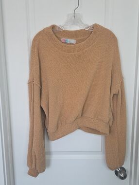 Relaxed Cropped Crewneck Sweater in a soft Orange